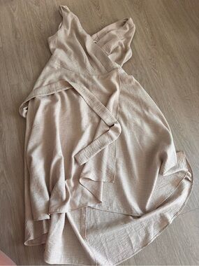 DKNY Sleeveless Wrap Dress in Light Taupe